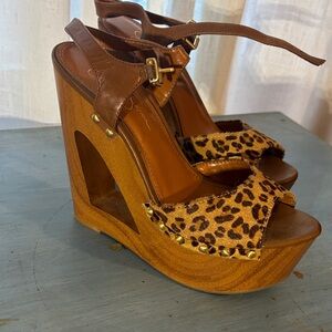 Jessica Simpson Brown and Leopard Wedges
